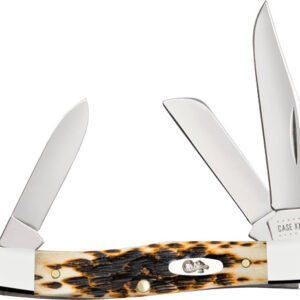 CASE KNIVES AMBER BONE PEACH - SEED JIG MEDIUM STOCKMAN